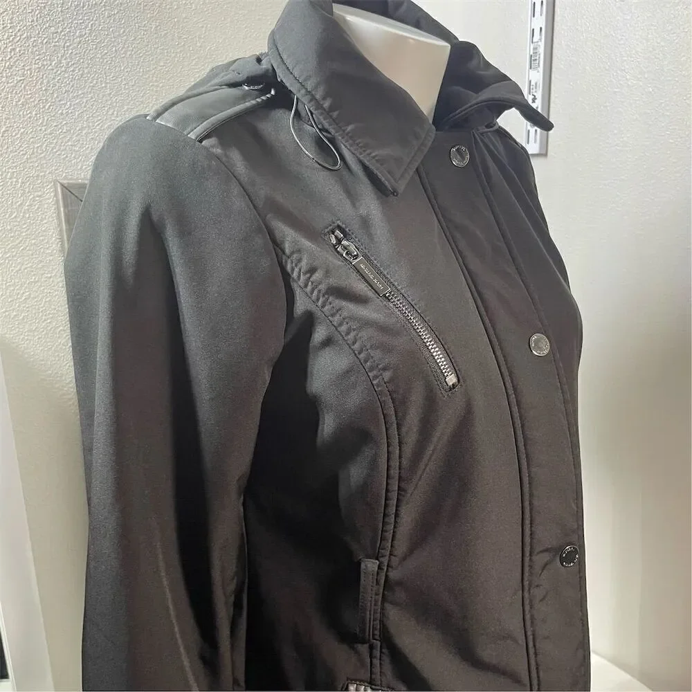 COPY - Michael Kors Women's Black Hooded Trench Coat Size S Long Sleeve